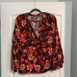 Old Navy Floral Blouse - Red and Blue